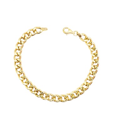 Bracciale maglia groumette bombata placcato oro giallo in argento 925