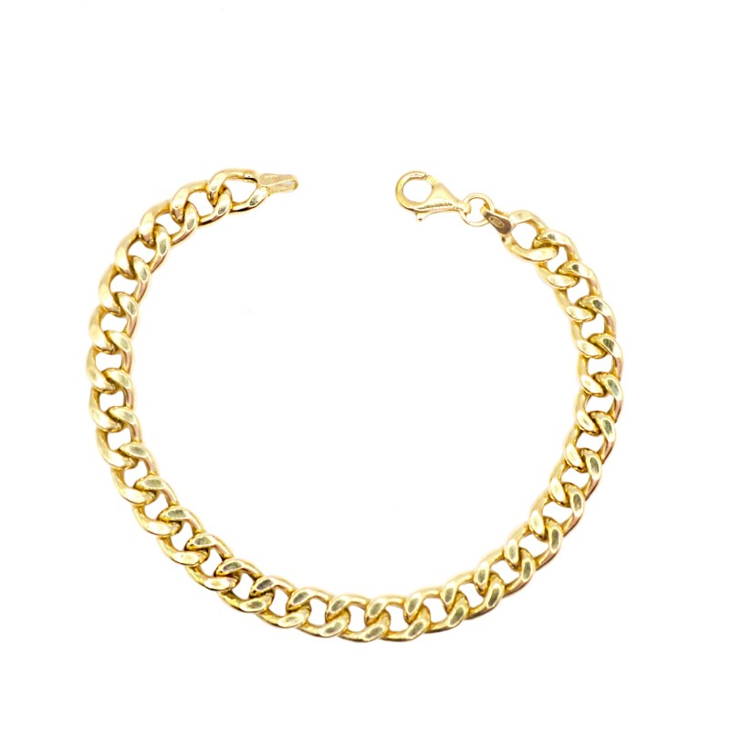 Bracciale maglia groumette bombata placcato oro giallo in argento 925