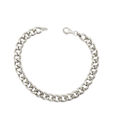 Bracciale maglia groumette bombata placcato oro bianco in argento 925