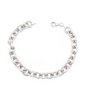 Bracciale catena ovale puntinato placcato oro bianco in argento 925