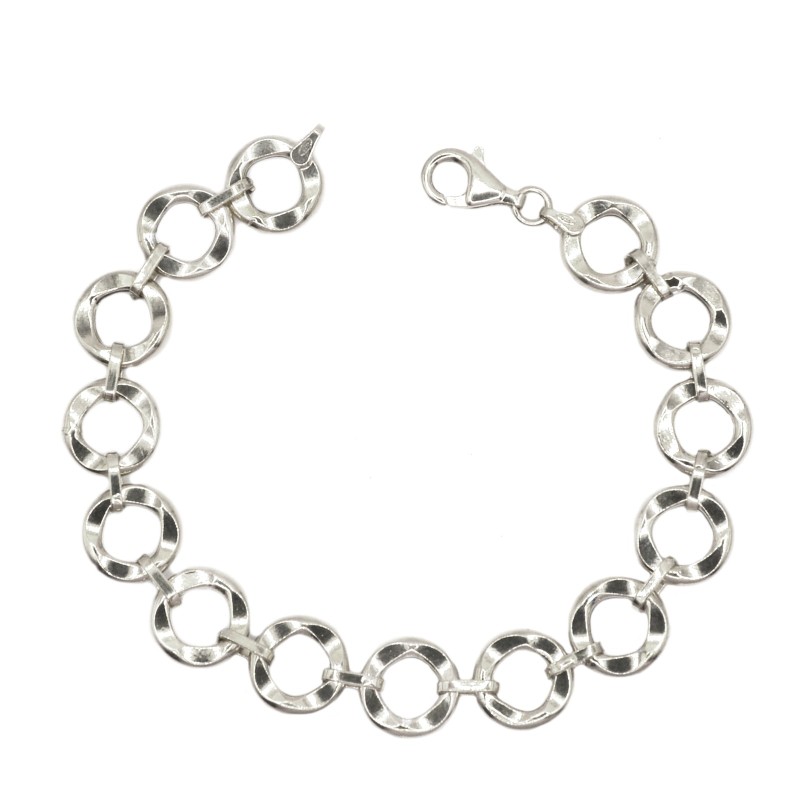 Bracciale con maglie tonde lisce placcato oro giallo in argento 925