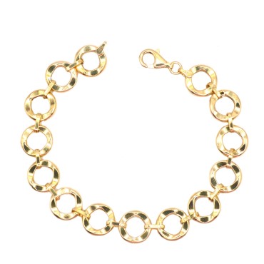Bracciale con maglie tonde lisce placcato oro bianco in argento 925