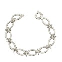Bracciale catena ovale con X centrali placcato oro bianco in argento 925