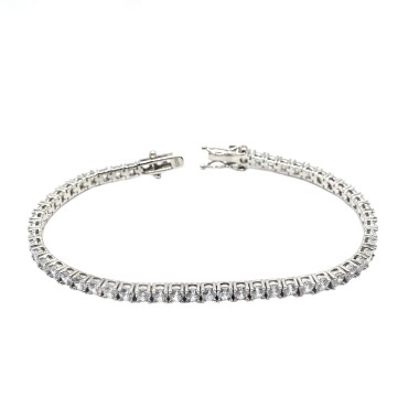 Bracciale tennis di zirconi bianchi 3 mm 18 cm placcato oro bianco in argento 925