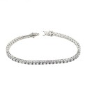 Bracciale tennis di zirconi bianchi 3 mm 18 cm placcato oro bianco in argento 925