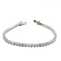 Bracciale tennis di zirconi bianchi  3mm 16 cm placcato oro bianco in argento 925