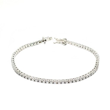 Bracciale tennis  con zirconi bianchi da 2 mm 16 cm placcato oro bianco in argento 925