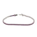 Bracciale tennis con zirconi rossi da 2 mm 18 cm placcato oro bianco in argento 925
