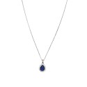 Collana forzatina con pendente a goccia blu in cornice di zirconi bianchi placcato oro bianco in argento 925