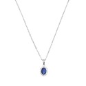 Collana forzatina con pendente ovale blu in cornice di zirconi bianchi placcato oro bianco ina argento 925