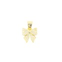 Ciondolo fiocco zirconato bianco placcato oro giallo in argento 925
