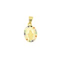 Ciondolo medaglia miracolosa con madonna in cornice di zirconi multicolor placcato oro giallo in argento 925