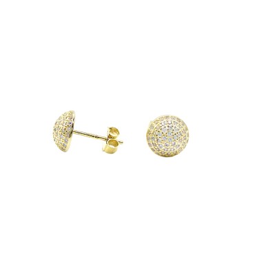 Orecchini al lobo tondi zirconati bianchi placcati oro giallo in argento 925