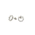 Orecchini a lobo sagoma cerchio zirconato bianco placcato oro bianco in argento 925