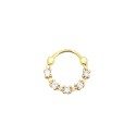 Orecchini a cerchio daith con zirconi bianchi chiusura a scattino placcati oro giallo in argento 925