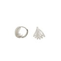 Orecchini  cerchio a conchiglia zirconato bianco placcato oro bianco in argento 925