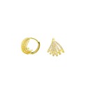 Orecchini cerchio a conchiglia zirconato bianco placcato oro giallo in argento 925