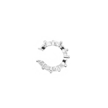 Ear cuff con spole di zirconi bianchi placcato in oro bianco in argento 925