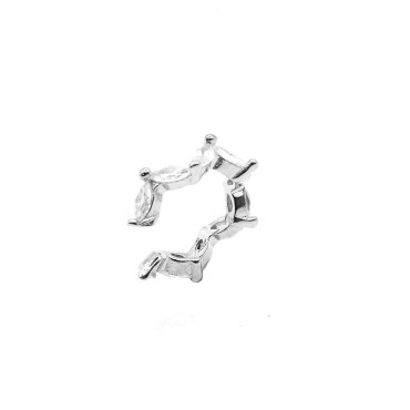 Ear cuff con spole di zirconi bianchi placcato in oro bianco in argento 925