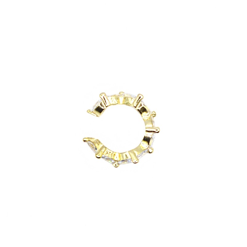 Ear cuff con spole di zirconi bianchi placcato in oro giallo in argento 925
