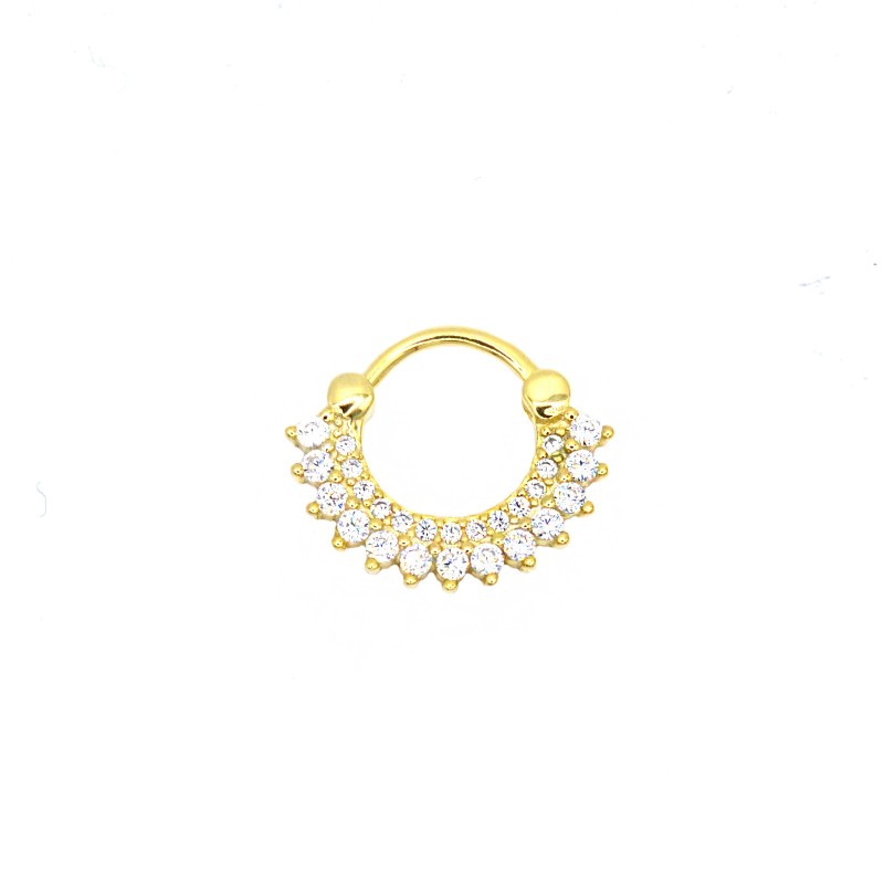 Orecchini a cerchio daith merletto con zirconi bianchi chiusura a scattino placcati oro giallo in argento 925