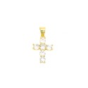 Ciondolo croce di zirconi bianchi placcato oro giallo in argento 925