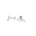 Orecchini a lobo piercing con baguette e zirconi bianchi placcati oro bianco in argento 925