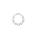 Orecchini a cerchio daith con zirconi bianchi chiusura a scattino placcati oro bianco in argento 925