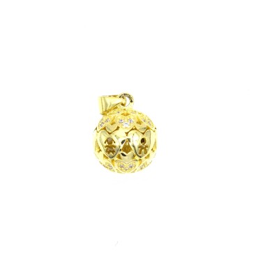 Ciondolo chiamangeli con cuori zirconati bianchi e cuori traforo bimbi placcato oro giallo in argento 925