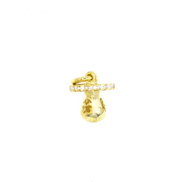 Ciondolo ciuccio con traforo bimbi e rigo zirconato bianco placcato oro giallo in argento 925