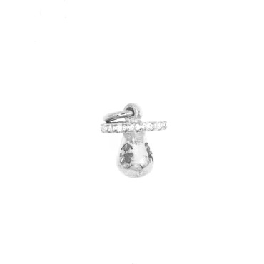 Ciondolo ciuccio con traforo bimbi e rigo zirconato bianco placcato oro bianco in argento 925