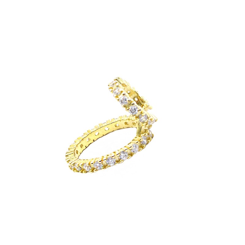 Ear cuff doppio giro con zirconi bianchi placcato in oro giallo in argento 925