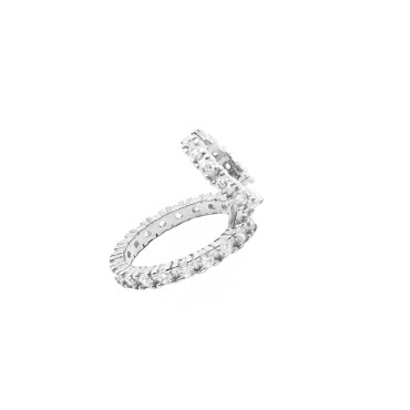 Ear cuff doppio giro con zirconi bianchi placcato in oro bianco in argento 925