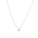 Collana veneziana con zircone centrale verde in cornice di zirconi bianchi placcato oro bianco in argento 925
