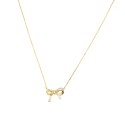 Collana maglia forzatine con fiocco zirconato bianco placcato oro giallo in argento 925