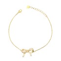 Bracciale maglia forzatina con fiocco zirconato bianco placcato oro giallo in argento925