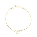 Bracciale maglia forzatina con fiocco e punto puce zirconato bianco placcato oro giallo in argento925