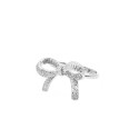 Anello regolabile con fiocco zirconato bianco placcato oro bianco in argento 925