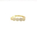 Anello regolabile con 5 fiori tondi zirconati bianchi placcato oro giallo in argento 925