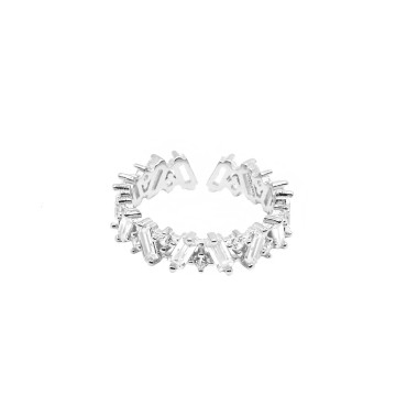 Anello regolabile veraretta con zirconi bianchi e baguette placcato oro bianco in argento 925