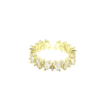 Anello regolabile veraretta con zirconi bianchi e baguette placcato oro giallo in argento 925