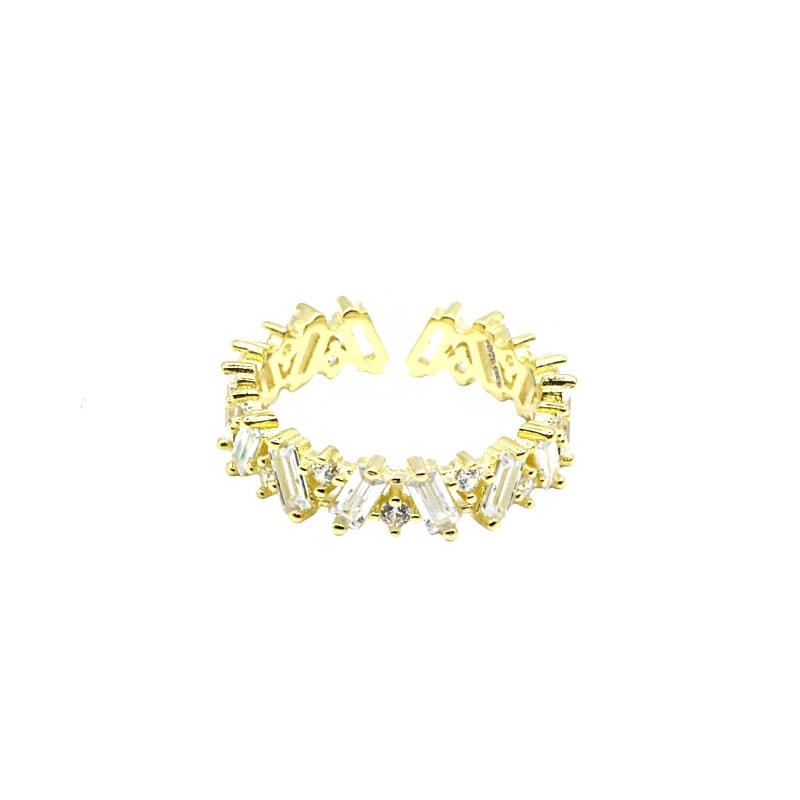 Anello regolabile veraretta con zirconi bianchi e baguette placcato oro giallo in argento 925