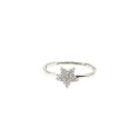 Anello regolabile con stella zirconata bianca placcato oro bianco in argento 925