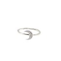Anello regolabile con luna zirconata bianca placcato oro bianco in argento 925