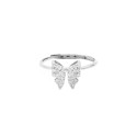 Anello regolabile con fiocco zirconato bianco placcato oro bianco in argento 925