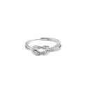 Anello regolabile nodo centrale a pavé di zirconi bianchi placcato oro bianco in argento 925
