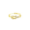 Anello regolabile nodo centrale a pavé di zirconi bianchi placcato oro giallo in argento 925