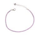 Bracciale tennis con 5 zirconi rosa e 1 bianco da 1,5 mm placcato oro bianco in argento 925