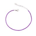 Bracciale tennis con zirconi lilla da 1,5 mm placcato oro bianco in argento 925