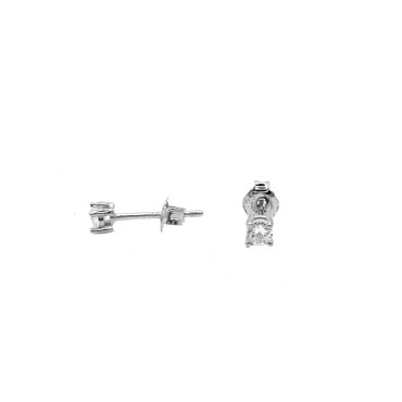 Orecchini punto luce con zircone bianco da 3 mm placcati oro bianco in argento 925